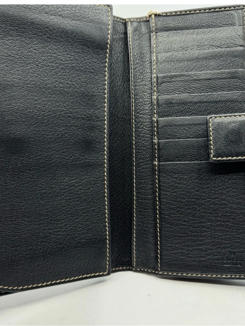 Gucci Black Leather Wallet with Gold Chain and Sherry line Web - Picture 5 of 6